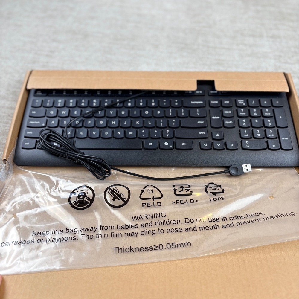 Sunrex EKB-536A Wired USB Keyboard Black Slim Full Size Low Profile NEW in Box